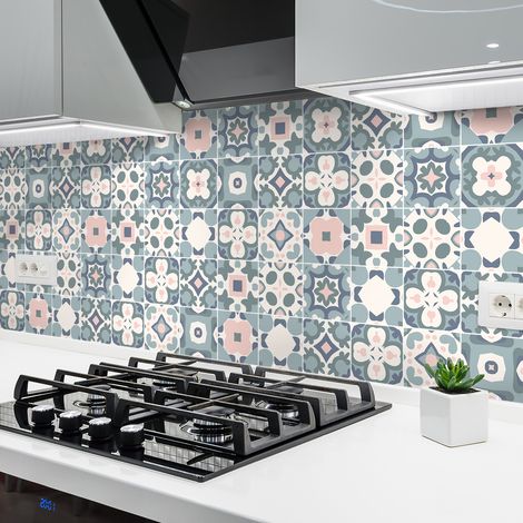 Sticker Mural Carrelage adhésif Cuisine Salle de Bain - 24 STICKERS CARRELAGES AZULEJOS JAVIERA - 24stickers10x10cm (1/5)
