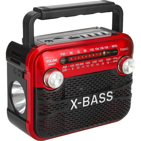 125 BT Emergency Solar Radio with Hand Crank, Small Portable Solar FM, AM and SW Radio, Hand Crank Generator, Flashlight and Camping Light for Power Outages. (1/5)