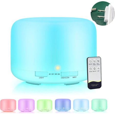 Diffuseur Dhuiles Essentielles - Humidificateur Ultrasonique 500 ml - Avec Télécommande Et Minuterie - Pour Chambre Bureau Salon - 1 Pièce (1/5)
