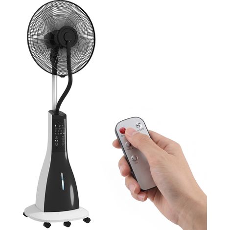 Ventilateur brumisateur - HOMCOM - 90 W 125 cm - télécommande, minuterie, oscillation à 75°, tête inclinable et roulettes - noir