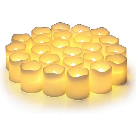 Lot de 24 bougies votives sans flamme, fausses bougies électriques sans flamme à effet vacillant (1/5)