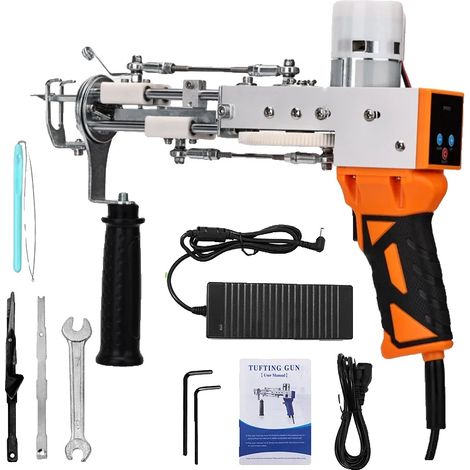 Pistolet à tufting 2 en 1, Vitesse réglable 5-40 points/seconde, Hauteurs de poil variables (1/2)