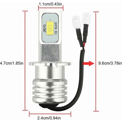 Kit de 6 ampoules LED H3 ultra-lumineuses pour phares, 100 W, 10 000 lm, antibrouillards et feux de jour, blanc 6 000 K (1/5)