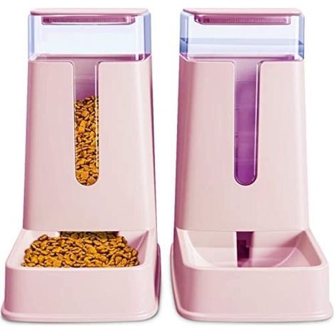 Set of 2 Automatic Food and Water Dispensers for Small, Medium and Large Cats, for Cats, Dogs, Puppies, Kittens, 3.8L x 2 (1/5)
