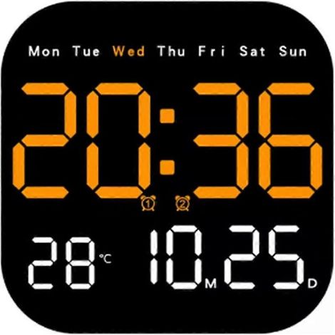 Horloge murale numérique avec affichage de la température, de la date et du jour de la semaine, horloge de table électronique, réveil LED mural avec télécommande. (1/5)