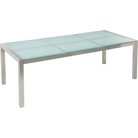 Mesa de jardín con tablero de vidrio agrietado 220 x 100 cm para 8 personas con marco de acero Grosseto (1/5)