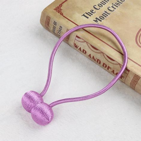 Attaches magnétiques pour rideaux - 12 couleurs, corde en polyester renforcé - pour salon, chambre, salle à manger et salle de bain, lot de 4, violet (1/5)