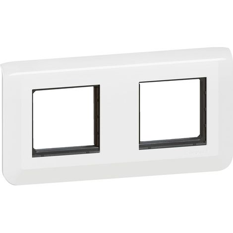 Plaque Avec Support Mosaic, Montage Horizontal 2x2 Modules, Design Contemporain Blanc Brillant, Fixation À Vis Pour Boîte Encastrée, Compatible Avec Mécanismes Mosaic (1/5)