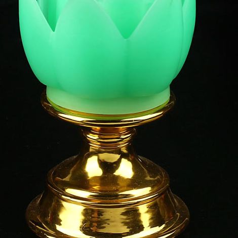 Lotus LED Vert, Lampe Fleur de Lotus avec Bougie Simulée, Lumière Chaude Douce, Décoration Bouddha, Design Mèche Naturelle, Éclairage Apaisant pour Autel et Maison (1/4)