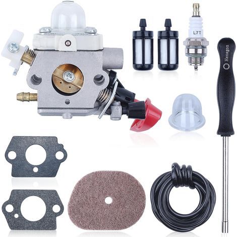 Vergaser-Reparatursatz für STIHL FS56, FS70 und KM56 Serie, bestehend aus Vergaser, Luftfilter, Kraftstofffilter, Kraftstoffschlauch und Zündkerze – Ersatzteile für Freischneider