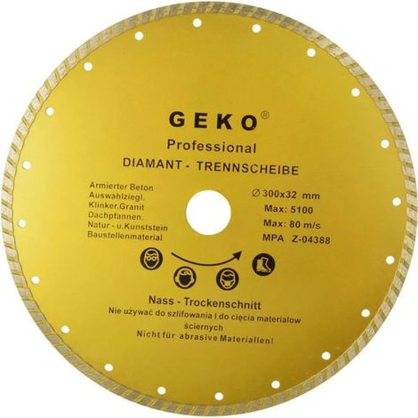 Disco de diamante turbo geko 300 mm auto refrigerante