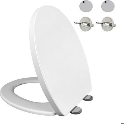 Abattant WC - - Lunette WC standard ovale - Fermeture en douceur - Déclipsable - Charnière réglable (1/5)