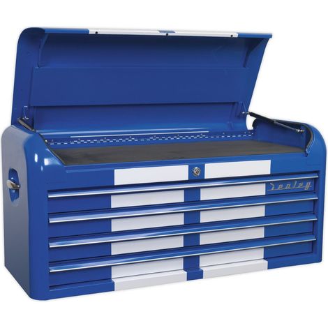 Sealey Topchest 4 Drawer Wide Retro Style - Blue with White Stripes AP41104BWS