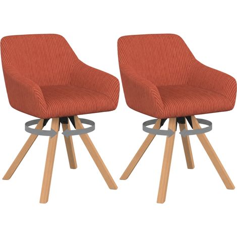 Lot de 2 chaises pivotantes 360° de salle à manger, fauteuils de table JANY en velours côtelé terracotta (1/5)