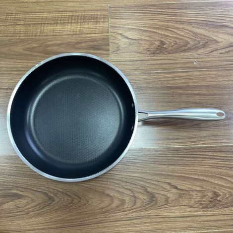 Sartén antiadherente de acero inoxidable con doble revestimiento antiadherente, de 24 cm, con diseño de panal de abeja. (1/5)