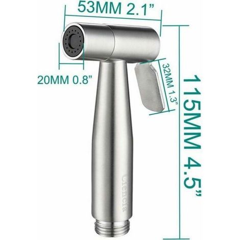 Douchette Bidet - Acier Inoxydable - Finition Nickel Brossé - Sortie Annulaire Double Flux - Raccord G 1/2 - Pour WC Suspendus - 1 Pièce (1/4)