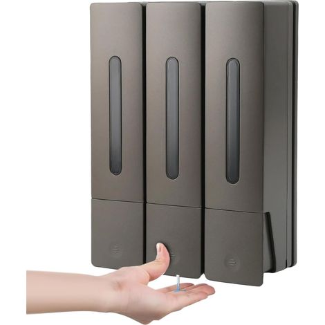 Un ensemble de 3 distributeurs de savon muraux pour douche, sans perçage, pour distribution uniforme de liquide, adaptés au gel douche, shampoing, savon pour les mains, après-shampoing, etc., de la ma