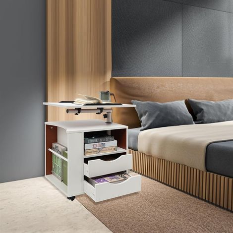 Table de Chevet Avec Plateau Rotatif - Fonctionnelle et Réglable - Table de Lit Multifonction Pour Ordinateur Portable et Canapé (1/5)