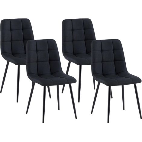 Set di 4 sedie da pranzo in tessuto Antibes nero