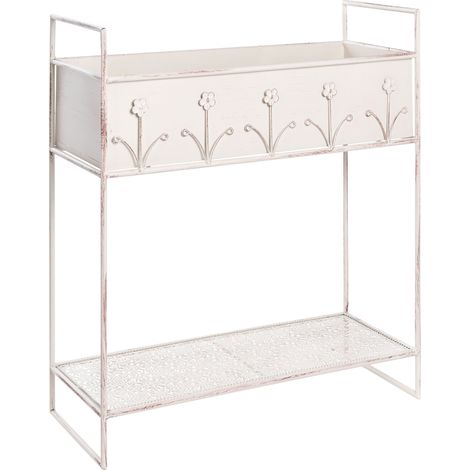 Jardinière Surélevée en Métal 62 x 25 x 70 cm sur Pied Intérieur Extérieur Beige Lupine (1/5)