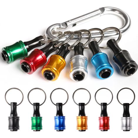 6-Piece 1/4-Inch Hex Shank Aluminum Alloy Screwdriver Bit Holder,  Lightweight Quick-Change Extension Bar Keychain Drill Bit Adapter Portable Change (1/5)