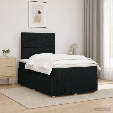 vidaXL Cama box spring con colchón Negro 120 x 190 cm Tela (1/5)