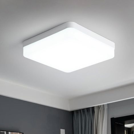 COMELY Plafonnier LED Carré, 24W 2700LM Lampe de Plafond Moderne, Imperméable IP44 Luminaire Plafonnier, Luminaires Intérieur Pour Cuisine, Salon, Chambre, Couloir, Bureau, 6500k Lumière Blanche [Clas (1/5)