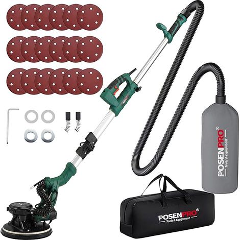 Giraffe Sander 810W, Ø 215 mm Wall and Ceiling Sander with Automatic Suction System, 5 Variable Speeds LED Lights, Telescopic Handle, 18 Abrasive Discs (1/5)