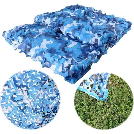 Filet de camouflage de protection solaire - idéal pour décorer champs, auvents, voitures, etc. - 1 pièce, camouflage océan / 2 x 2 mètres (1/5)