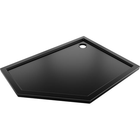Mexen Flow Duschwanne fünfeckig slim rechts 100 x 80 cm, schwarz matt - 46P708010R (1/5)