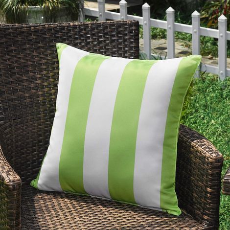 Confezione da 2 federe a righe impermeabili per esterni, federe decorative, copricuscini da giardino moderni, adatte per patio/tenda/balcone/divano, 45x45 cm, verde