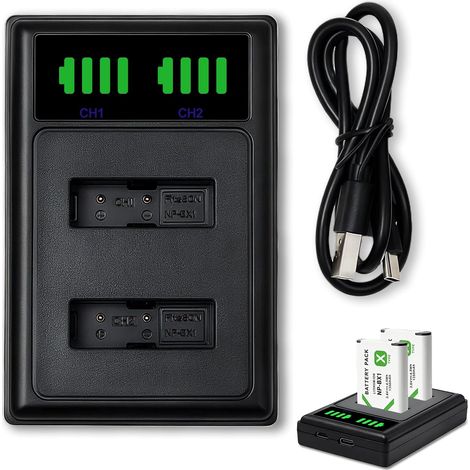 NP-BX1 Batteries Chargeur Double USB avec Écran LCD - Kit Portable (1/5)