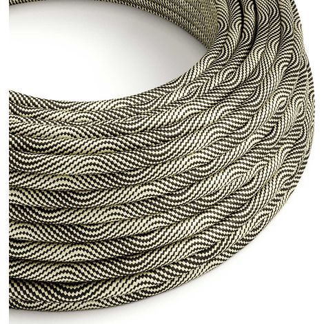 Creative-Cables Cavo elettrico rivestito in tessuto, 2 x 0,75 mm², 1 m, Nero-Oro ERM65, Rotondo effetto seta