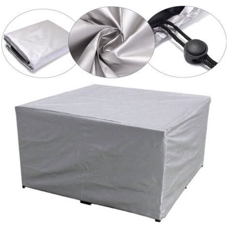 Gartenmöbelabdeckung 115 x 115 x 70 cm, 210D Oxford-Gewebe, wasserdicht, winddicht, UV-beständig, Schutzplane für Gartentische – Silber (1/4)
