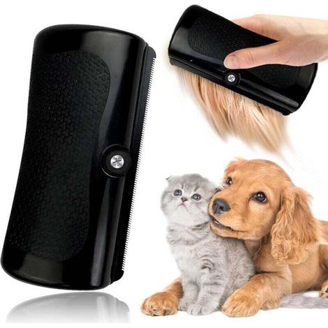 Brosse pour animaux de compagnie - Démêlage - Double face - 1 pièce - Noir (1/5)