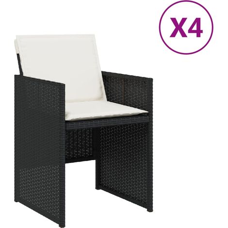 Maison Exclusive - Gartenstühle mit Kissen 4 Stk. Schwarz Poly Ra
