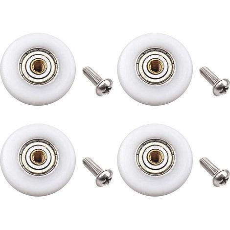 Set of 4 shower door rollers – Replacement part for sliding glass bathroom shower door (roller diameter 23 mm) (1/5)