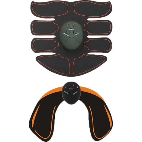 Kabelloser EMS-Muskelstimulator für Damen und Herren zur Stärkung von Bauch, Hüften und Fitness, inklusive Schlankheitspflaster und Massagegerät – AquaForge