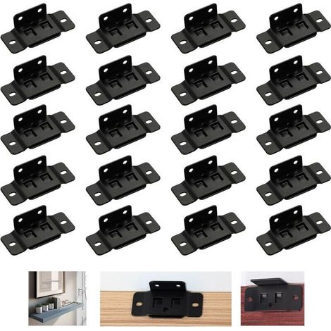 Lntyq Equerre Metal, équerre D'assemblage Renforcée, Equerre Etagere Murale, Equerre de Fixation pour Montage D'angle Bracket Bois Meuble Table Chaise Bibliothèque, Noir, 20 Pièces (1/5)