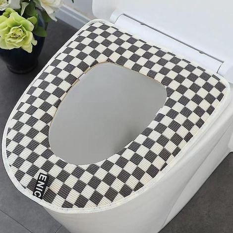 1 Pices Sige Toilette Tanche Domestique(gris), Sige De Wc Universelles Avec Fermeture Clair, Coussin De Sige De Toilette Coussin Plus Chaud, Pour (1/5)