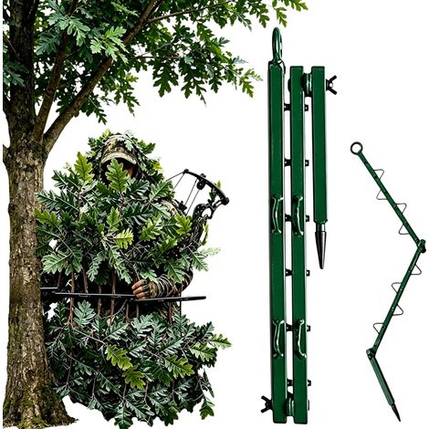 Support portable de chasse avec feuillage de chêne réaliste, accessoire de camouflage multi-crochets réglables, support d'arbre pratique pour activités de chasse en plein air (1/5)