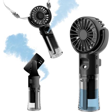 Tragbarer Ventilator, kleiner Handventilator mit 4 Geschwindigkeitsstufen, ideal für Reisen, Camping und Outdoor-Aktivitäten (schwarz) (1/4)