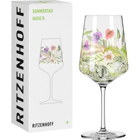 Verre à apéritif 500 ml – Série rosée d'été – Pour Spritz ou Schorle – Motif pétales – Fabriqué en Allemagne, Vert, Violet, Rouge (1/5)