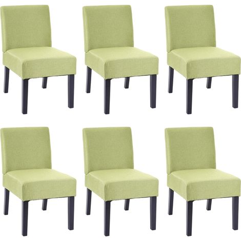 Set 6x sedie HHG-172 sala da pranzo legno tessuto verde
