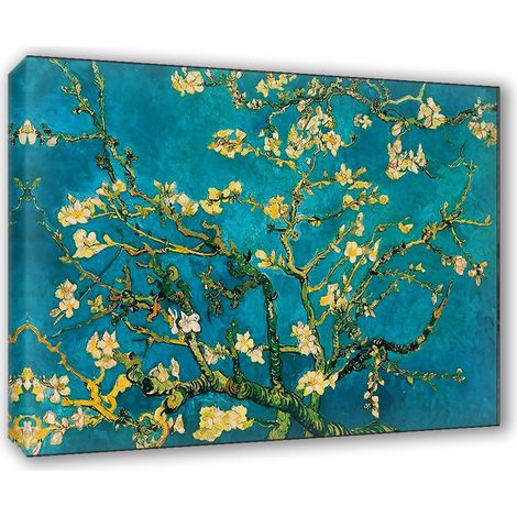 Lupia - Quadro su Tela il Meglio dell'Arte, 50x70 cm RAMI DI MANDORLE IN FIORE - VAN GOGH, Riproduzione d'Arte su Tela, Montato su Telaio in Legno 3 cm, Made in Italy (1/4)