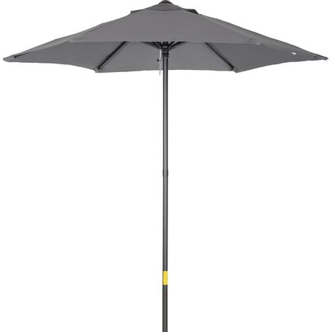 Parasol hexagonal Ø196 cm, idéal pour la plage, le balcon ou le jardin, gris foncé.