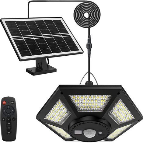 Lampe solaire LED suspendue d'intérieur et d'extérieur 1200 lm . 5 modes d'éclairage avec télécommande . étanche IP65 . pour abri de jardin . tonnelle . garage . terrasse - Lumière blanche (1/4)