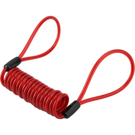 Câble antivol en PVC rouge pour freins à disque de moto et vélo, avec rappel et cordon de sécurité.