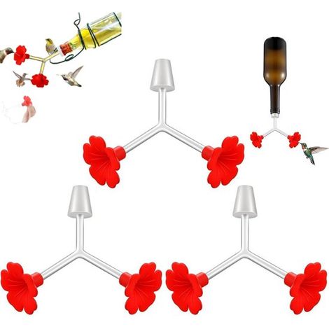 Accesorios de alimentación, 3 piezas, Flores atrayentes para colibríes, Puerto de doble entrada, Comedero, Reutilizable, Fácil de instalar (1/5)
