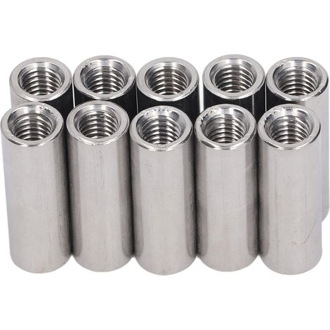 Packung mit 10 Verbindungsmuttern für Rundstangen, Innengewinde, Edelstahl 304, M8x1,25, Länge 35 mm (12 Stück). (1/5)